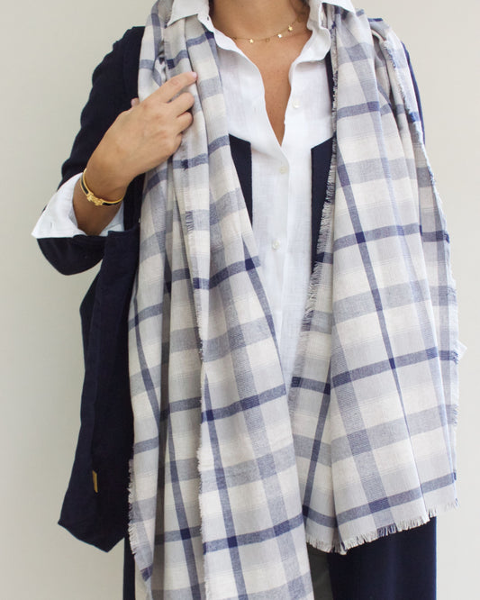 pashmina tartan blu